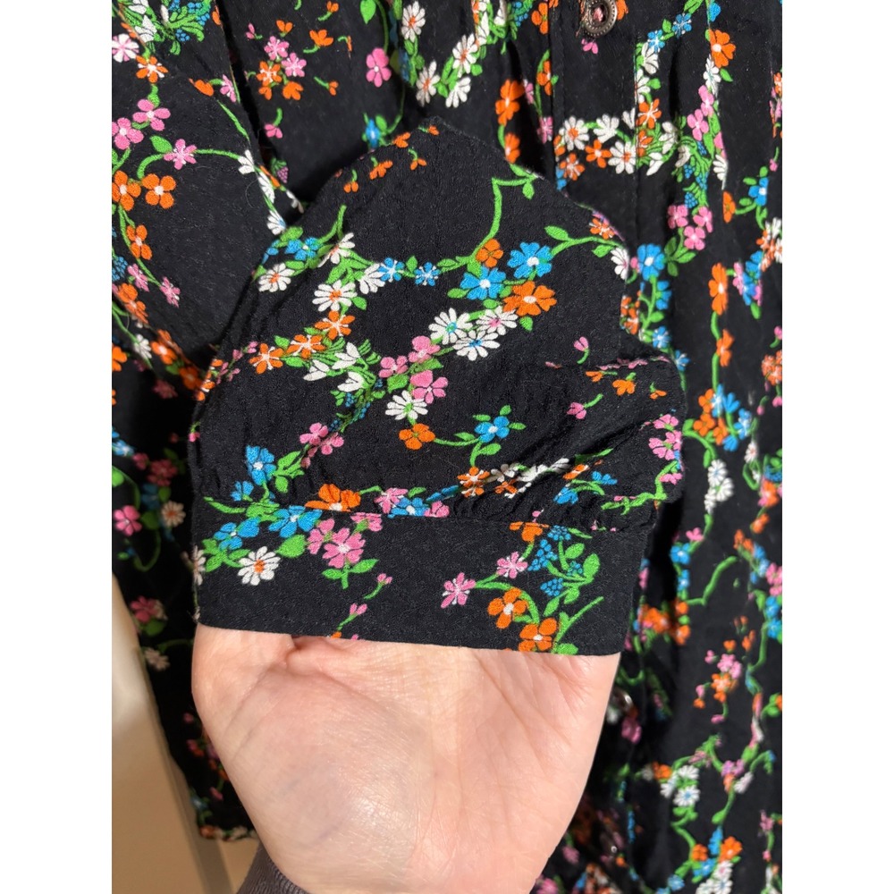 Maeve‎ by Anthropologie Avignon Black Floral Button Down Blouse Size Large - Picture 6 of 6